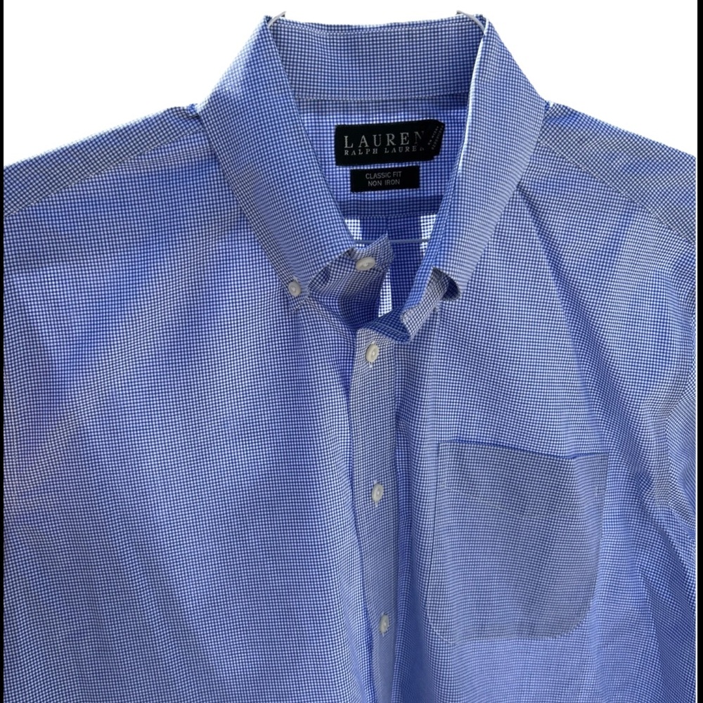 Lauren Ralph Lauren Shirt Mens 16.5 32/33 Blue Long Sleeve Classic Fit No Iron